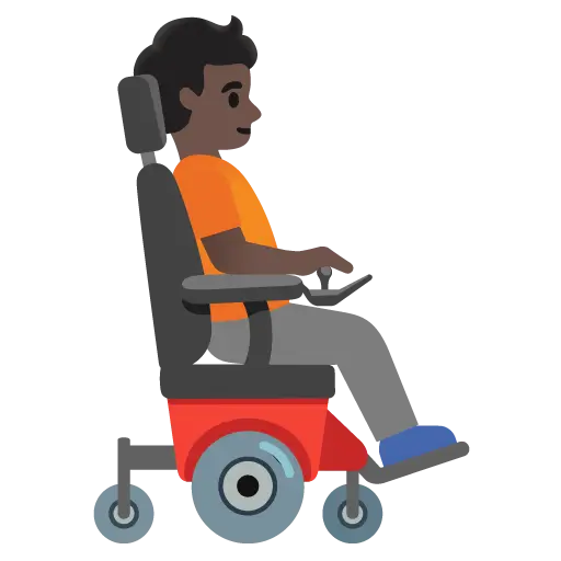 Person in Motorized Wheelchair Facing Right: Dark Skin Tone