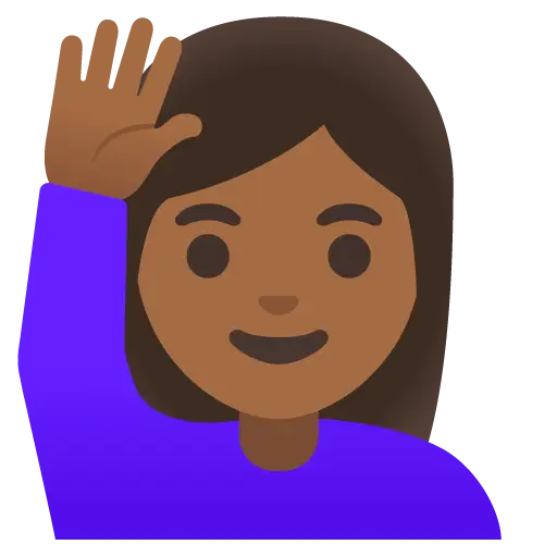 Woman Raising Hand: Medium-Dark Skin Tone