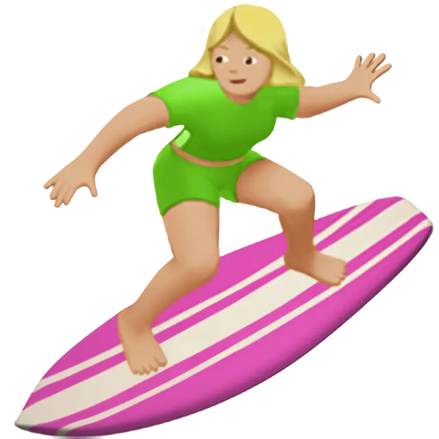 Woman Surfing: Medium-Light Skin Tone