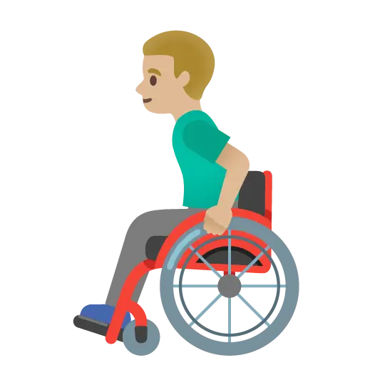 Man in Manual Wheelchair: Medium-Light Skin Tone