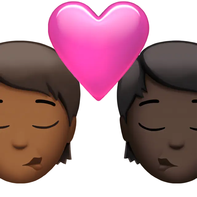 Kiss: Person, Person, Medium-Dark Skin Tone, Dark Skin Tone