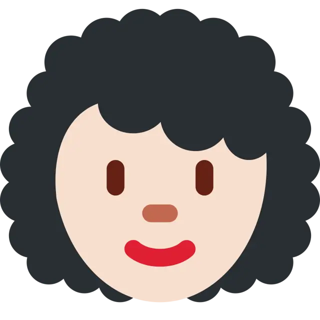 Woman: Light Skin Tone, Curly Hair