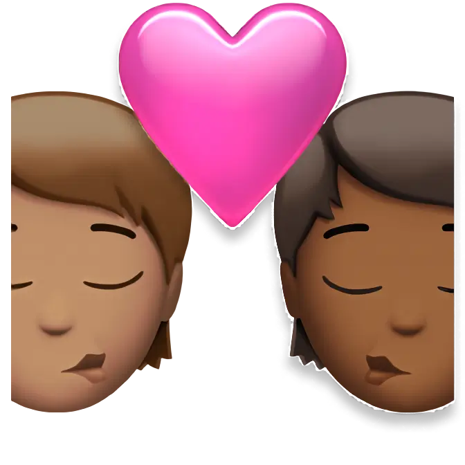 Kiss: Person, Person, Medium Skin Tone, Medium-Dark Skin Tone