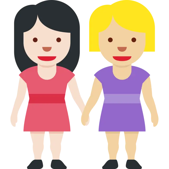 Women Holding Hands: Light Skin Tone, Medium-Light Skin Tone