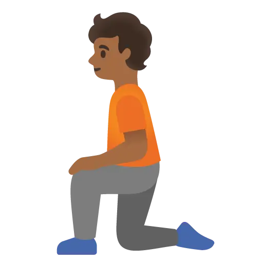 Person Kneeling: Medium-Dark Skin Tone