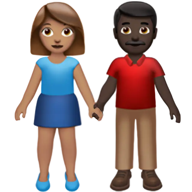 Woman and Man Holding Hands: Medium Skin Tone, Dark Skin Tone