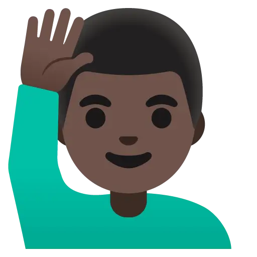 Man Raising Hand: Dark Skin Tone