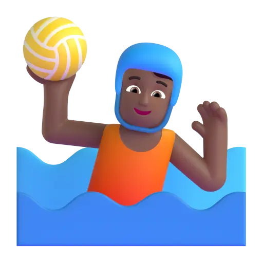 Person Playing Water Polo: Medium-Dark Skin Tone