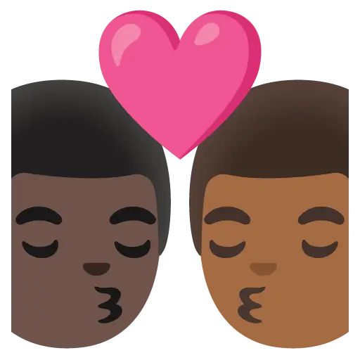 Kiss: Man, Man, Medium-Dark Skin Tone, Dark Skin Tone