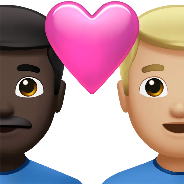 Couple with Heart: Man, Man, Dark Skin Tone, Medium-Light Skin Tone