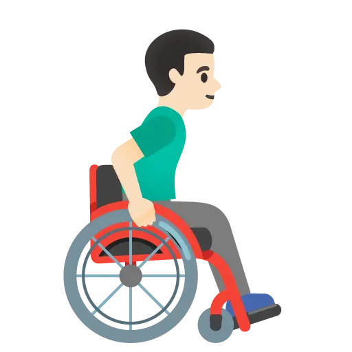 Man in Manual Wheelchair Facing Right: Light Skin Tone