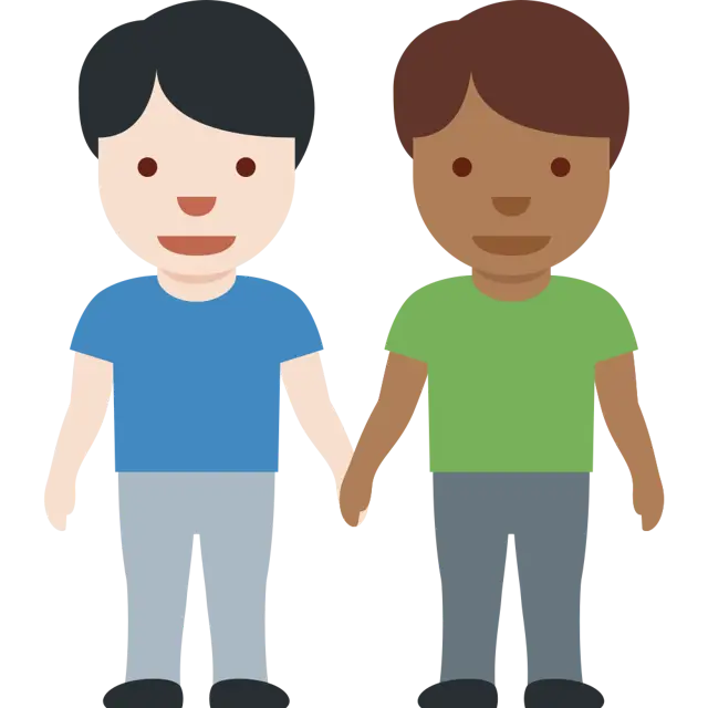 Men Holding Hands: Light Skin Tone, Medium-Dark Skin Tone