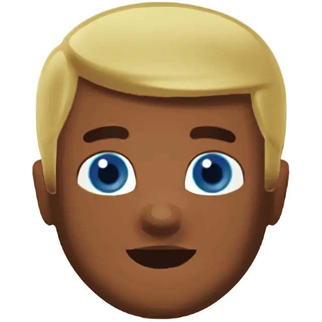 Man: Medium-Dark Skin Tone, Blond Hair