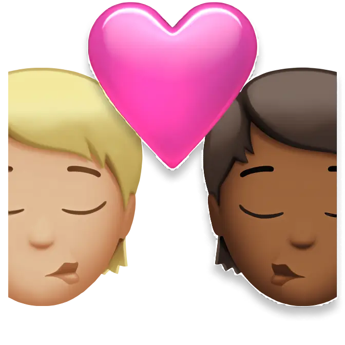 Kiss: Person, Person, Medium-Light Skin Tone, Medium-Dark Skin Tone