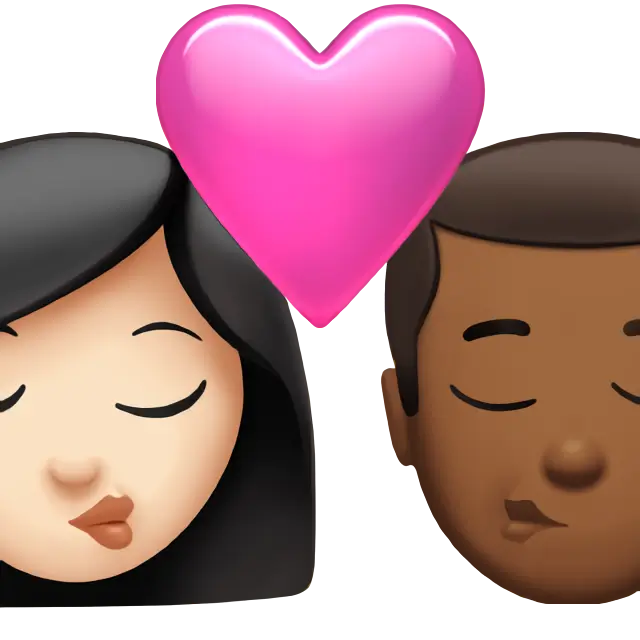 Kiss: Woman, Man, Light Skin Tone, Medium-Dark Skin Tone