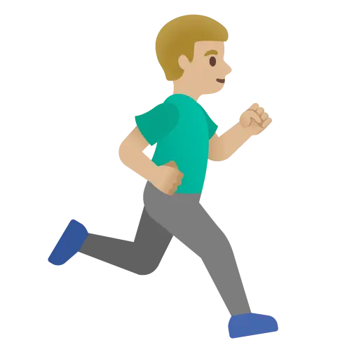 Man Running Facing Right: Medium-Light Skin Tone