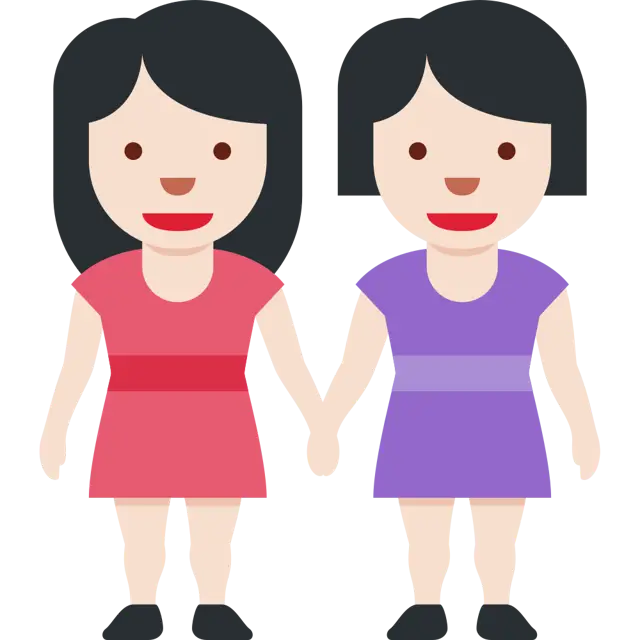 Women Holding Hands: Light Skin Tone