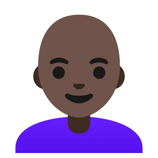 Woman: Dark Skin Tone, Bald