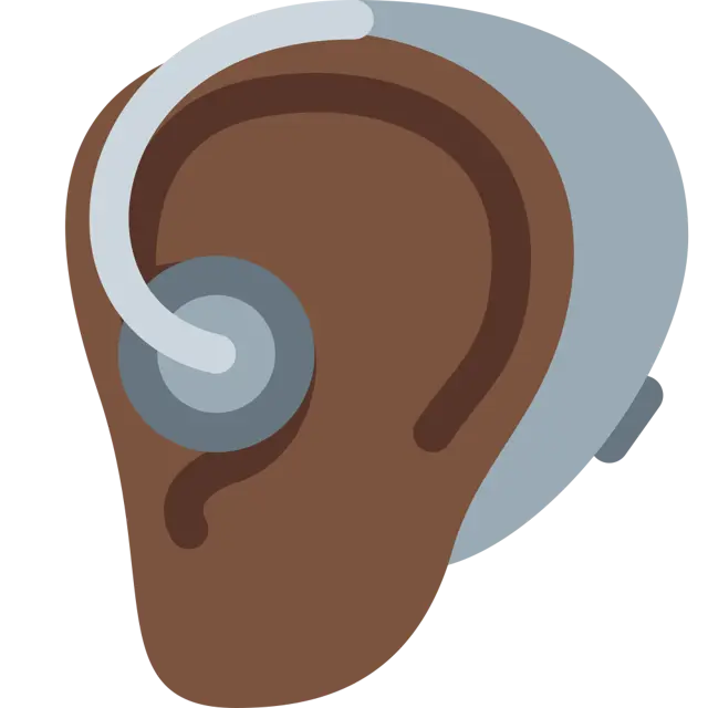 Ear With Hearing Aid: Dark Skin Tone