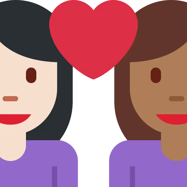 Couple With Heart: Woman, Woman, Light Skin Tone, Medium-Dark Skin Tone