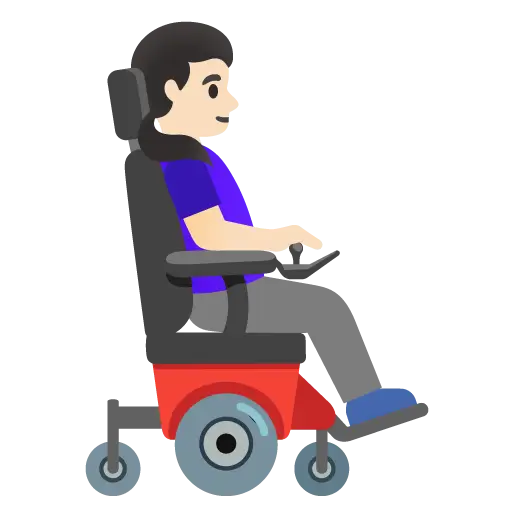 Woman in Motorized Wheelchair Facing Right: Light Skin Tone