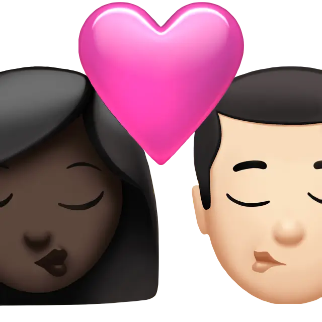 Kiss: Woman, Man, Dark Skin Tone, Light Skin Tone