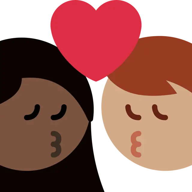 Kiss: Woman, Man, Dark Skin Tone, Medium Skin Tone