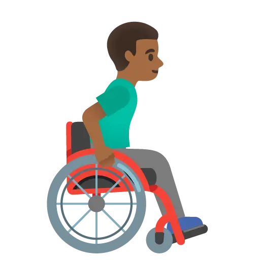 Man in Manual Wheelchair Facing Right: Medium-Dark Skin Tone