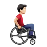 Man in Manual Wheelchair Facing Right: Light Skin Tone