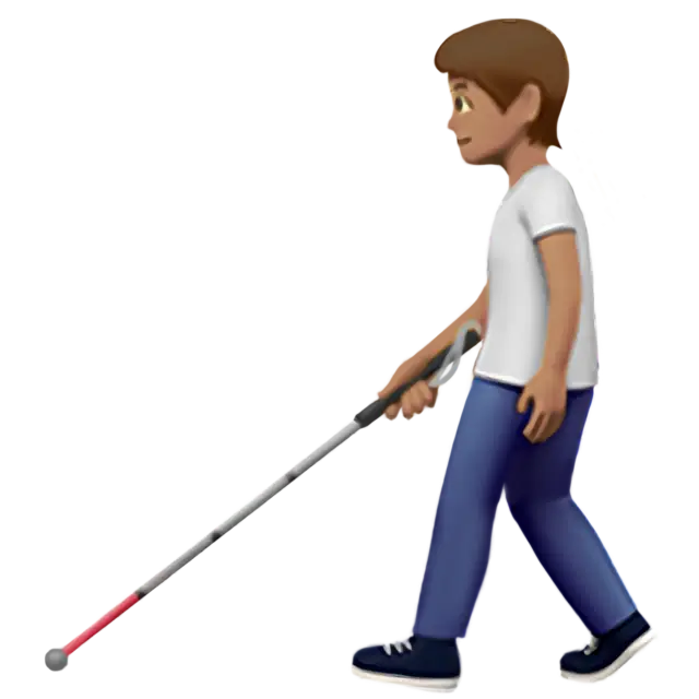 Person with White Cane: Medium Skin Tone