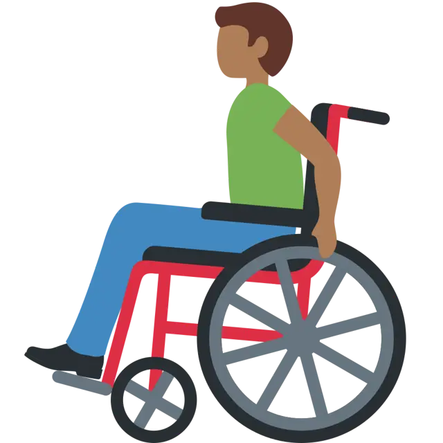 Man In Manual Wheelchair: Medium-Dark Skin Tone