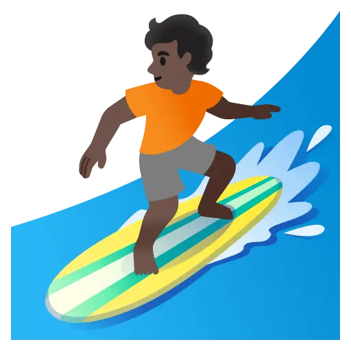 Person Surfing: Dark Skin Tone