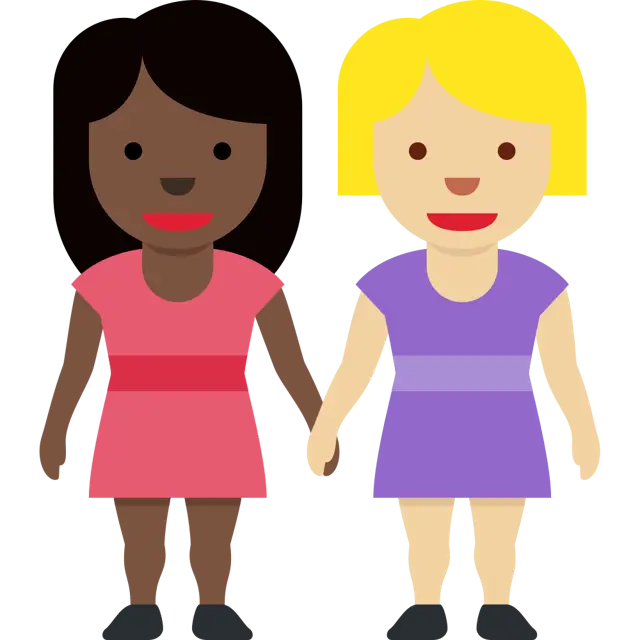 Women Holding Hands: Dark Skin Tone, Medium-Light Skin Tone