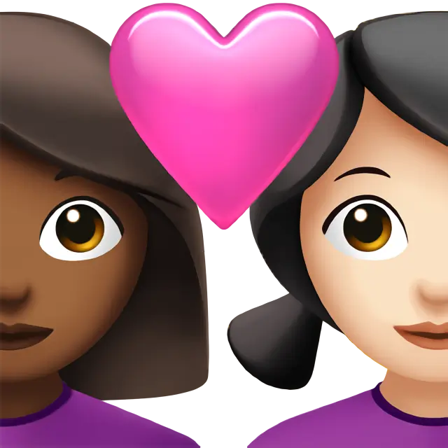 Couple with Heart: Woman, Woman, Medium-Dark Skin Tone, Light Skin Tone