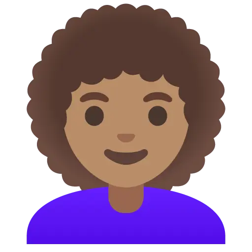 Woman: Medium Skin Tone, Curly Hair