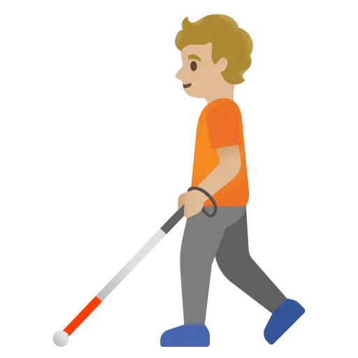 Person with White Cane: Medium-Light Skin Tone