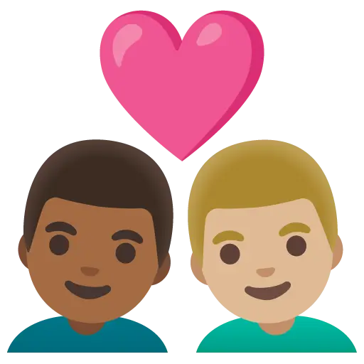 Couple with Heart: Man, Man, Medium-Light Skin Tone, Medium-Dark Skin Tone