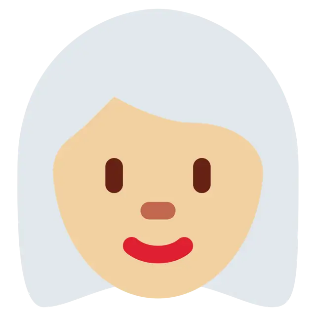 Woman: Medium-Light Skin Tone, White Hair