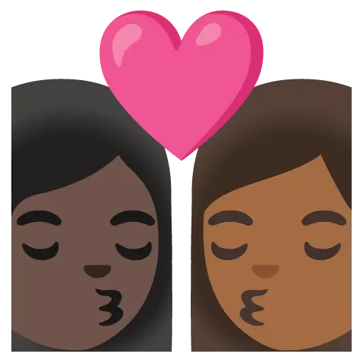 Kiss: Woman, Man, Medium-Dark Skin Tone, Dark Skin Tone