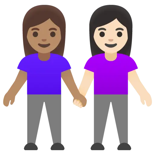 Woman and Man Holding Hands: Light Skin Tone, Medium Skin Tone