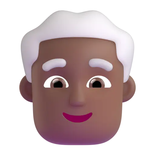 Man: Medium-Dark Skin Tone, White Hair