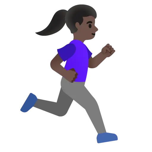 Woman Running Facing Right: Dark Skin Tone