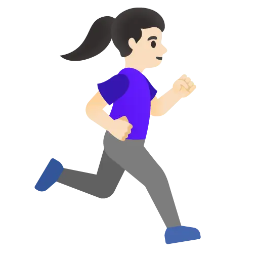 Woman Running Facing Right: Light Skin Tone