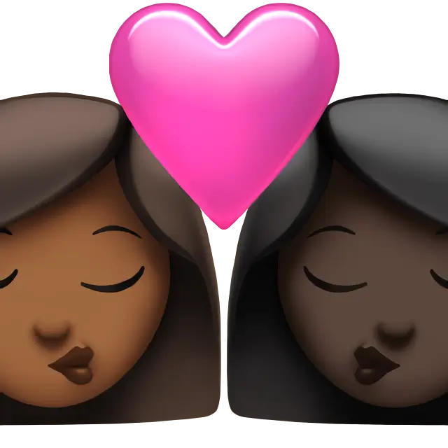 Kiss: Woman, Woman, Medium-Dark Skin Tone, Dark Skin Tone