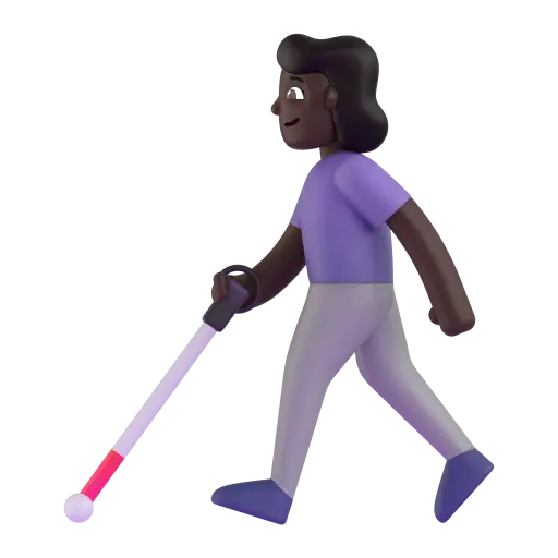 Woman with White Cane: Dark Skin Tone