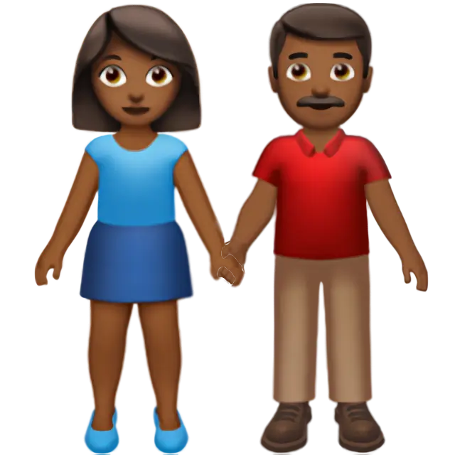 Woman and Man Holding Hands: Medium-Dark Skin Tone