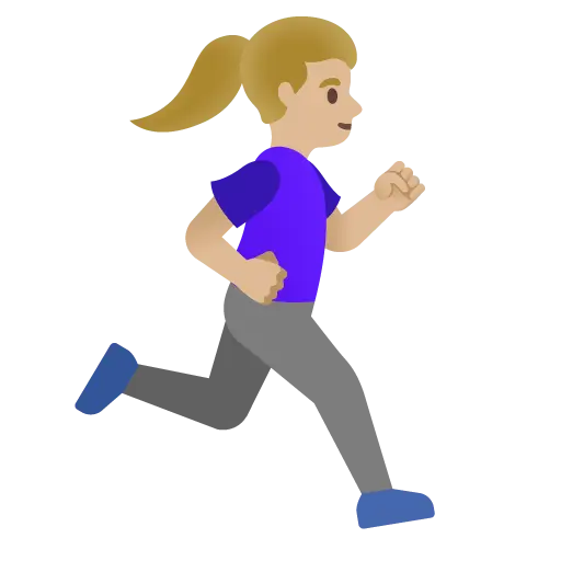 Woman Running Facing Right: Medium-Light Skin Tone