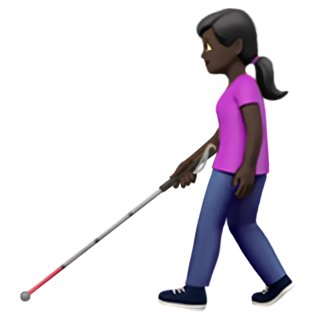 Woman with White Cane: Dark Skin Tone