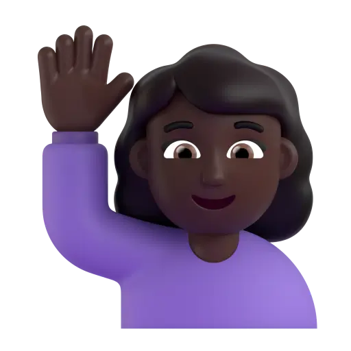 Woman Raising Hand: Dark Skin Tone