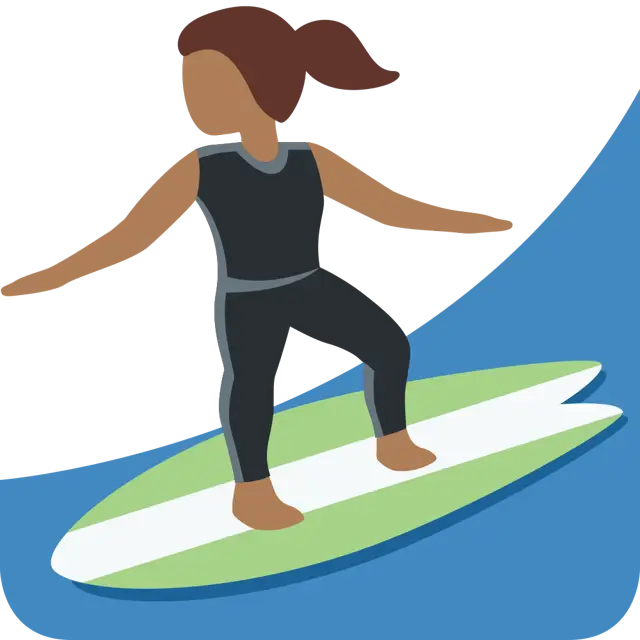 Woman Surfing: Medium-Dark Skin Tone